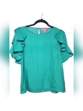 Lilly Pulitzer Top Womens Size S Pima Flutter Sleeve Blouse-D117
